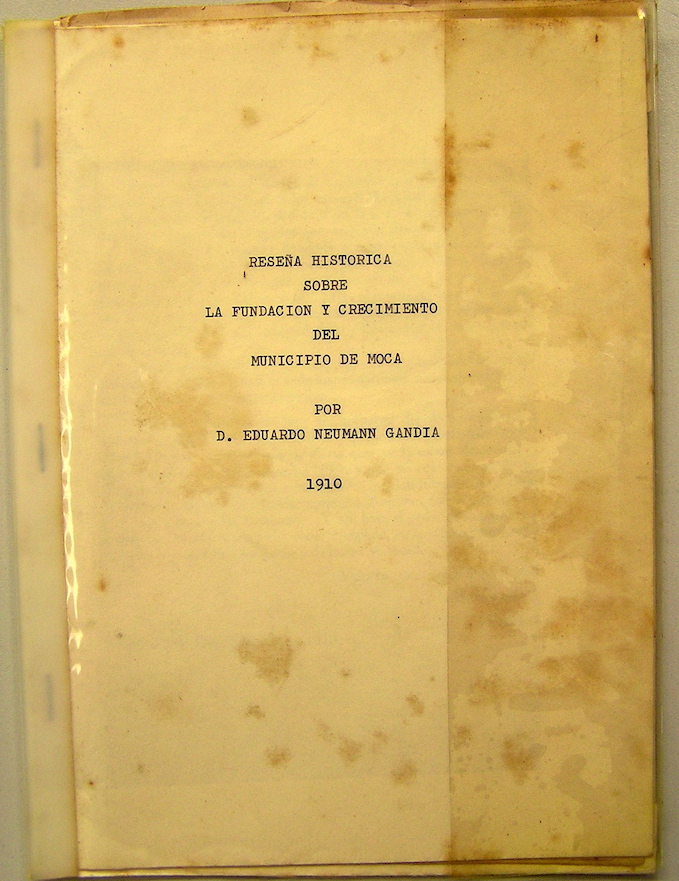 Cover of pamphlet by Neumann Gandia on Moca