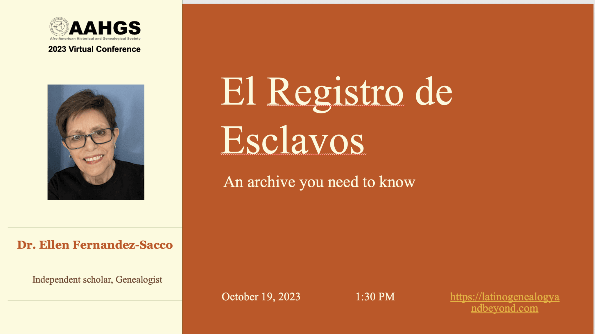 AAHGSVirtualConferenceEFSElRegistrodeEsclavos Latino Genealogy